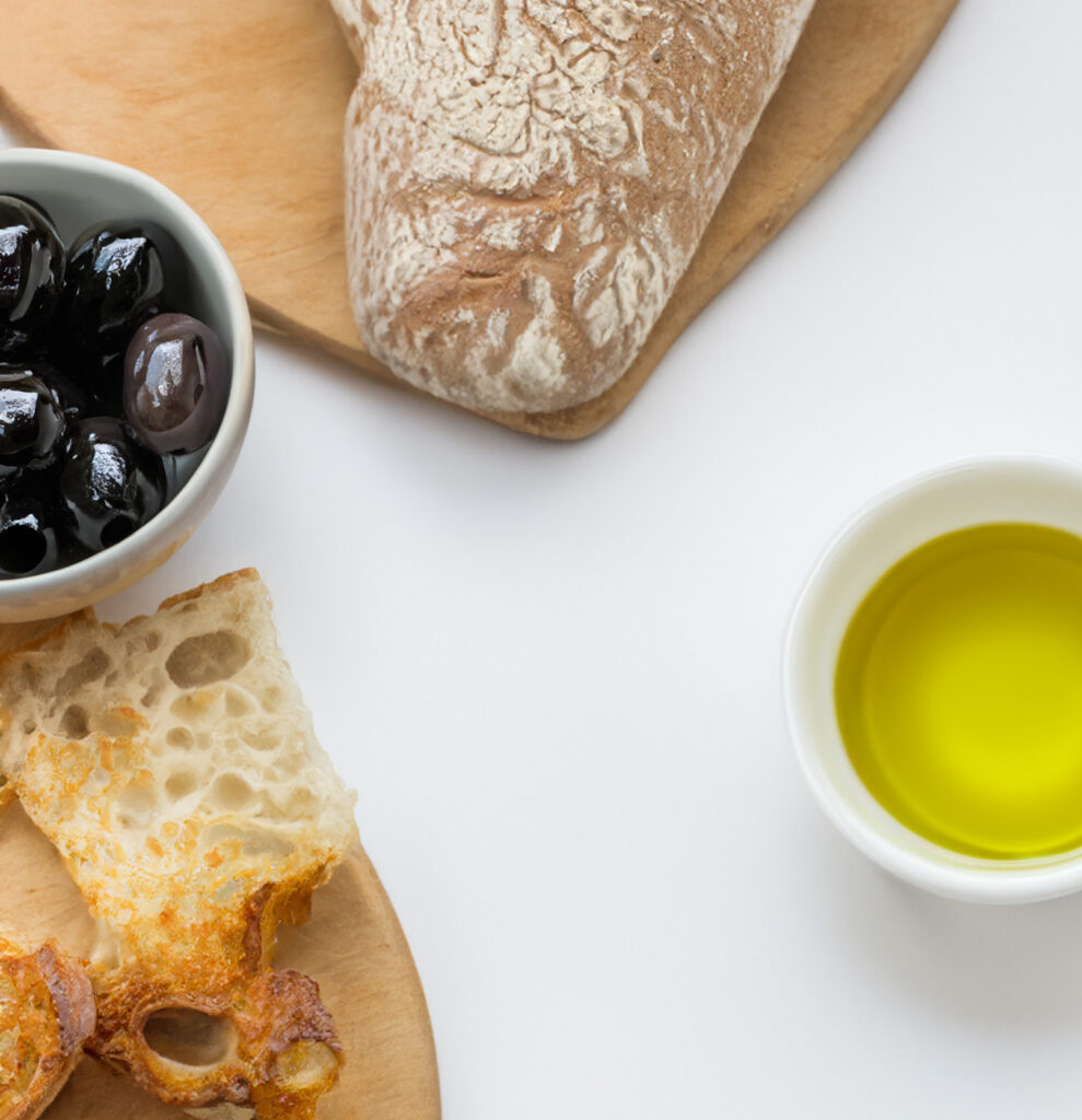 table with olive oil